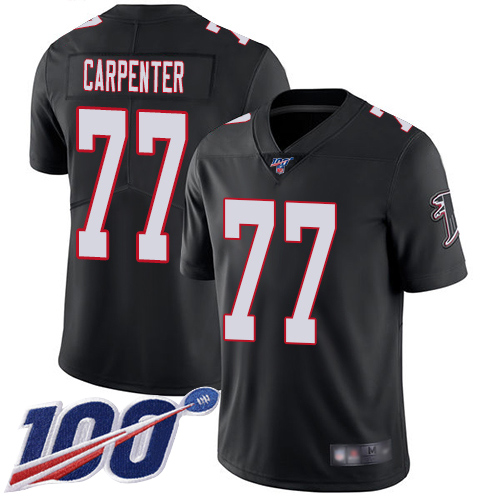 Atlanta Falcons Limited Black Men James Carpenter Alternate Jersey NFL Football 77 100th Season Vapor Untouchable